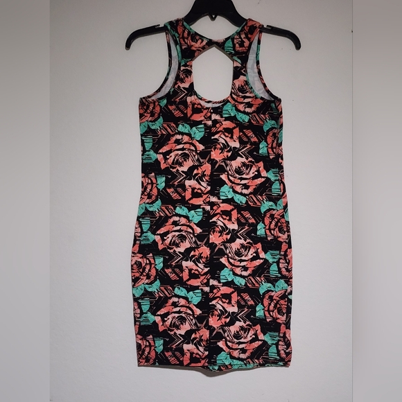 Mudd - Tank Top Floral Dress - Black, Pink, and Green - Size Large - Picture 2 of 5